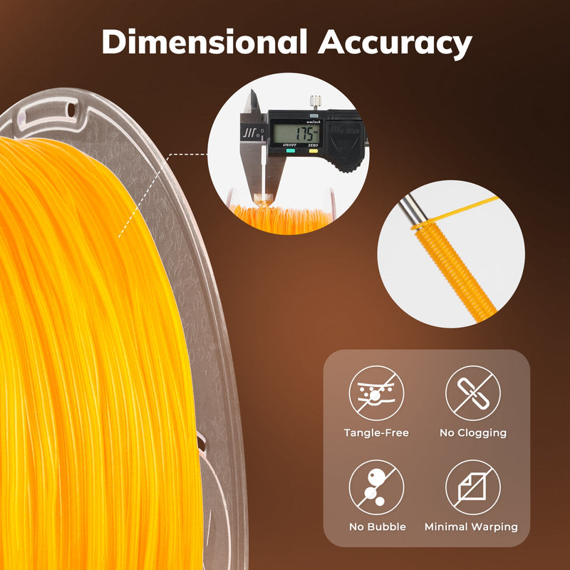 Amolen TPU glow-in-the-dark 3D printing filament spool, showing the flexible, translucent filament in natural light