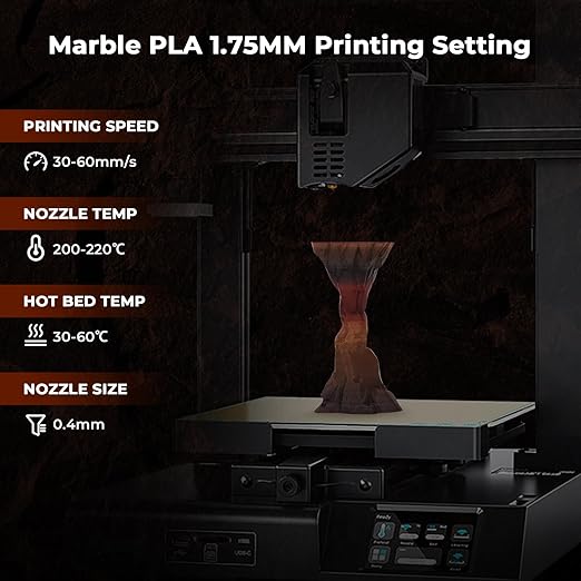 Amolen PLA Marble Variety Pack with four 200g filament spools featuring colorful marble designs for 3D printing.