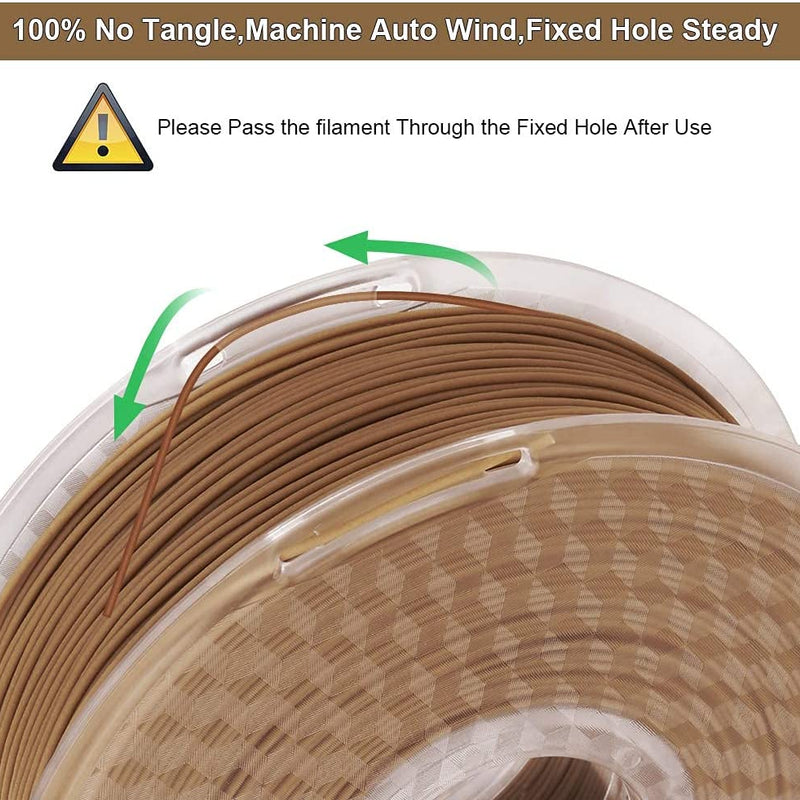 Amolen PLA wood filament variety pack with four 200g spools of natural-colored biodegradable 3D printing filament.