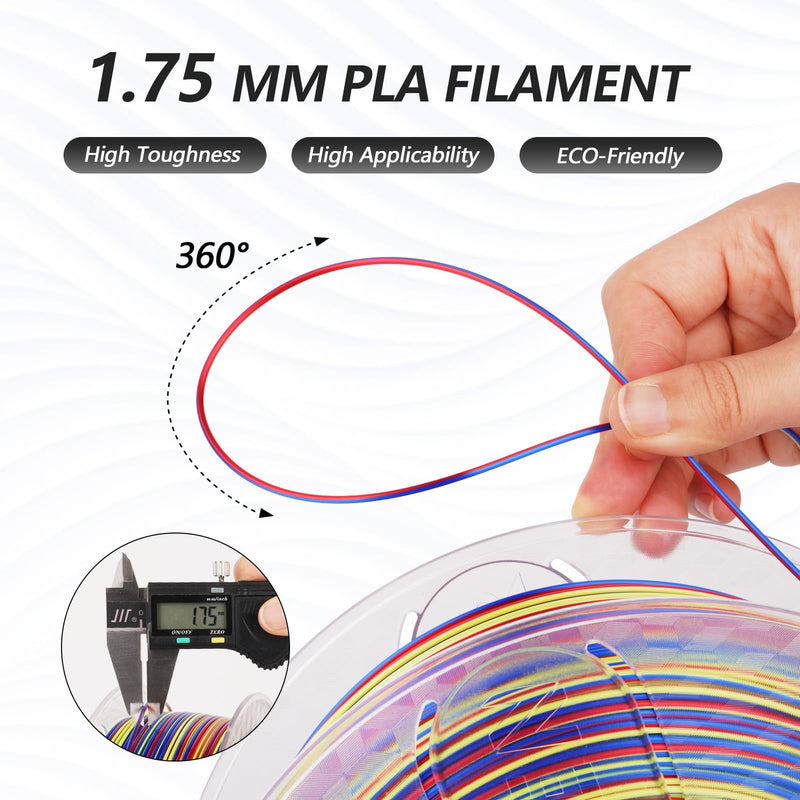 Amolen PLA Silk S-Series 4-pack of 1kg filament spools in 1.75mm diameter, showcasing colorful 3D printing filament.