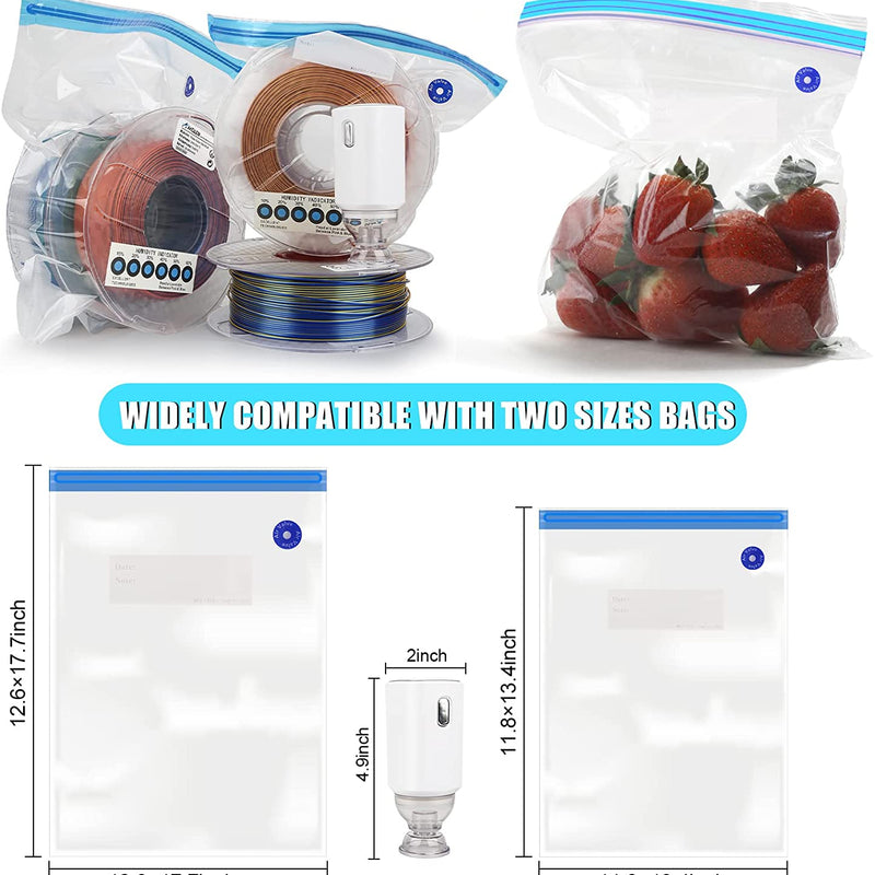 Amolen vacuum filament storage kit in a compact storage bag with a vacuum pump for organizing 3D printer filaments.