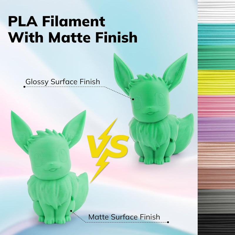 Amolen PLA Matte Basic 1.75mm 3D printing filament in 1kg spool, showing smooth matte finish and vibrant color.