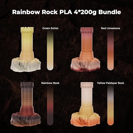 Amolen PLA marble variety pack with four 200g spools of colorful filament for 3D printing.