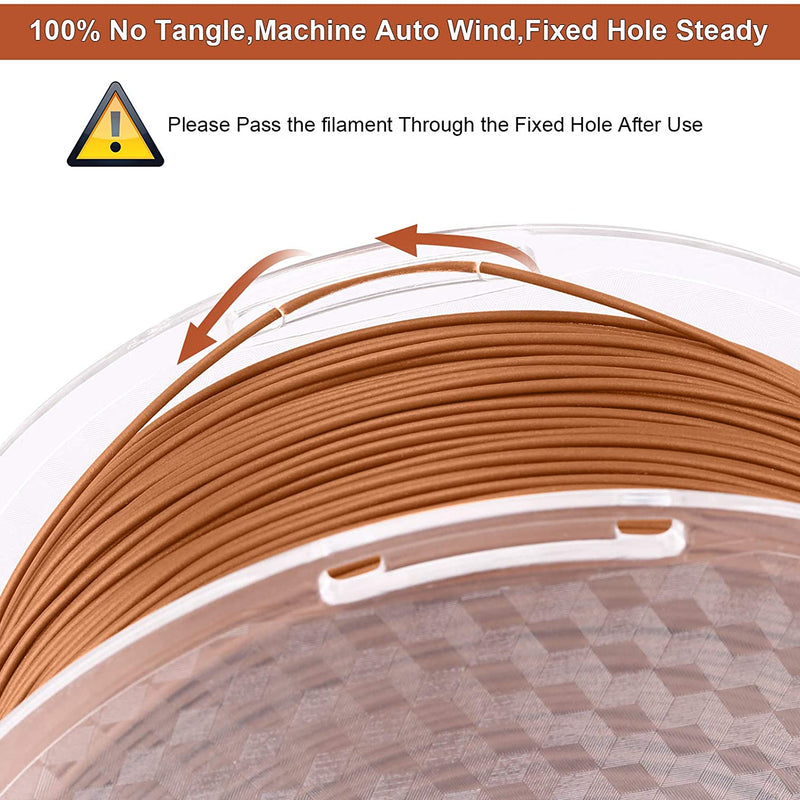 Amolen PLA Wood 1.75mm filament spool, 1kg weight, showing the textured wood finish and natural color for 3D printing.