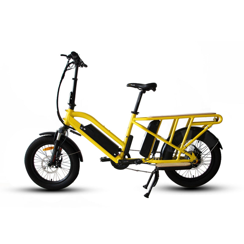 EUNORAU E-BIKE US G30-CARGO 2.0 electric bicycle with cargo rack, black frame, and ergonomic design, ready for urban commuting.