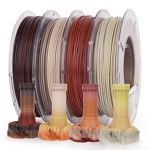 Amolen PLA marble variety pack with four 200g blocks featuring colorful, swirled marble patterns for 3D printing projects.
