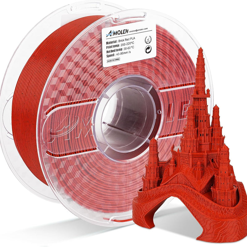 Amolen PLA Marble 1.75mm filament spool, 1kg, with a marbled design in shades of white and gray for 3D printing.