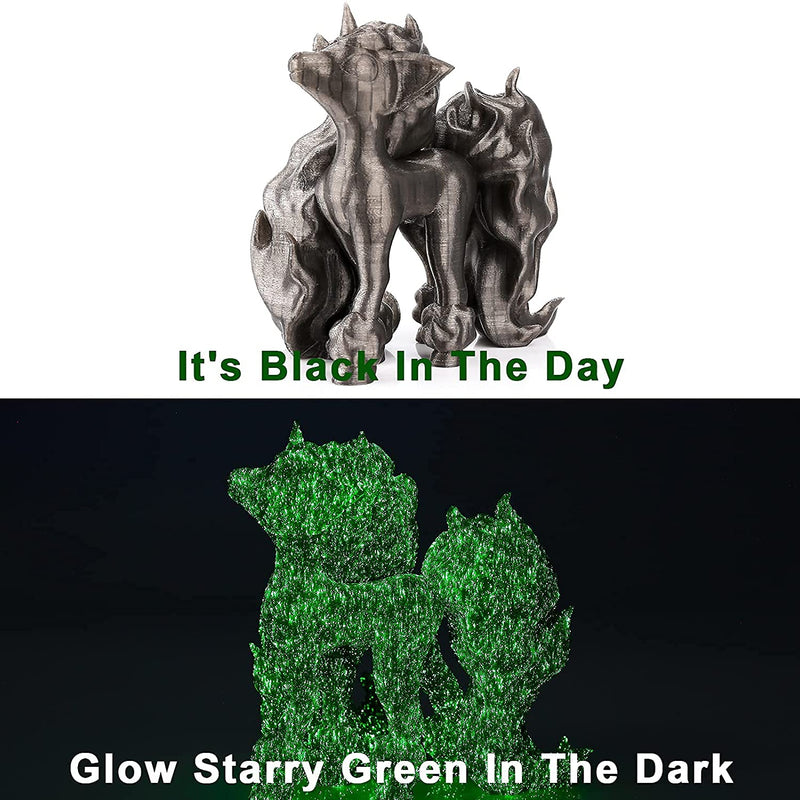 Amolen PLA glow-in-the-dark filament variety pack with four 200g spools, showcasing colorful, luminous 3D printing filament.