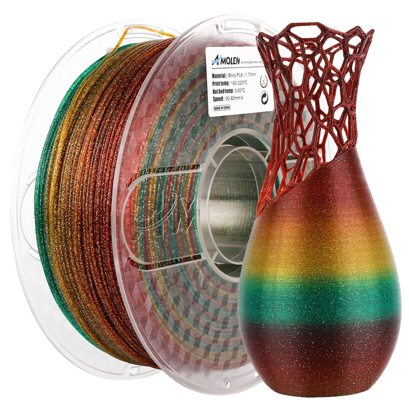 Shiny purple Amolen PLA Galaxy filament spool, 1.75mm, 1kg, with sparkle and galaxy pattern for 3D printing.
