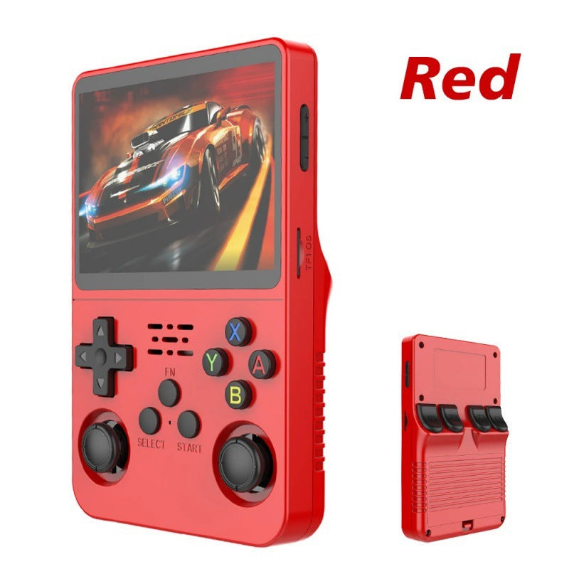 American Smart R36S portable handheld arcade joystick and gaming console with retro design and open-source gaming features.