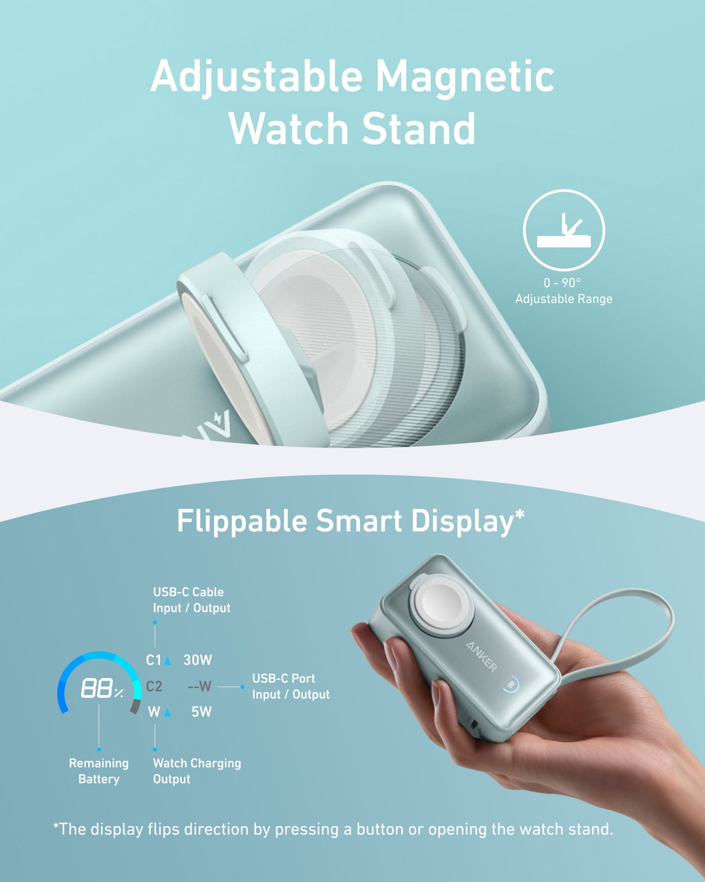 Anker MagGo Power Bank (10K, 35W, For Apple Watch)