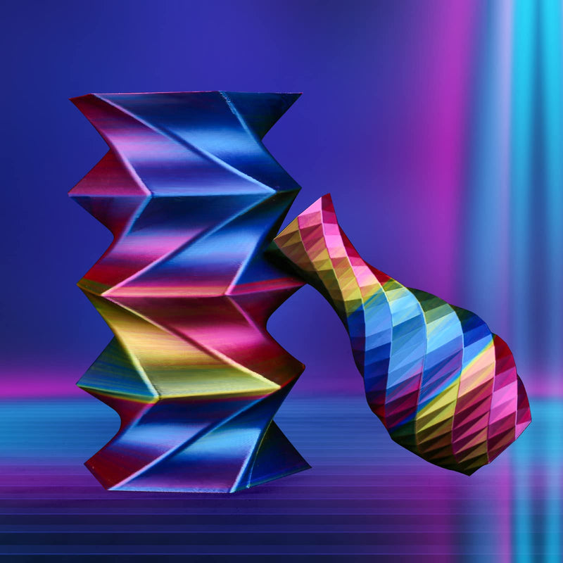 Amolen PLA Silk triple color variety pack with four 200g spools of 1.75mm filament in gold, fuchsia, and blue shades.