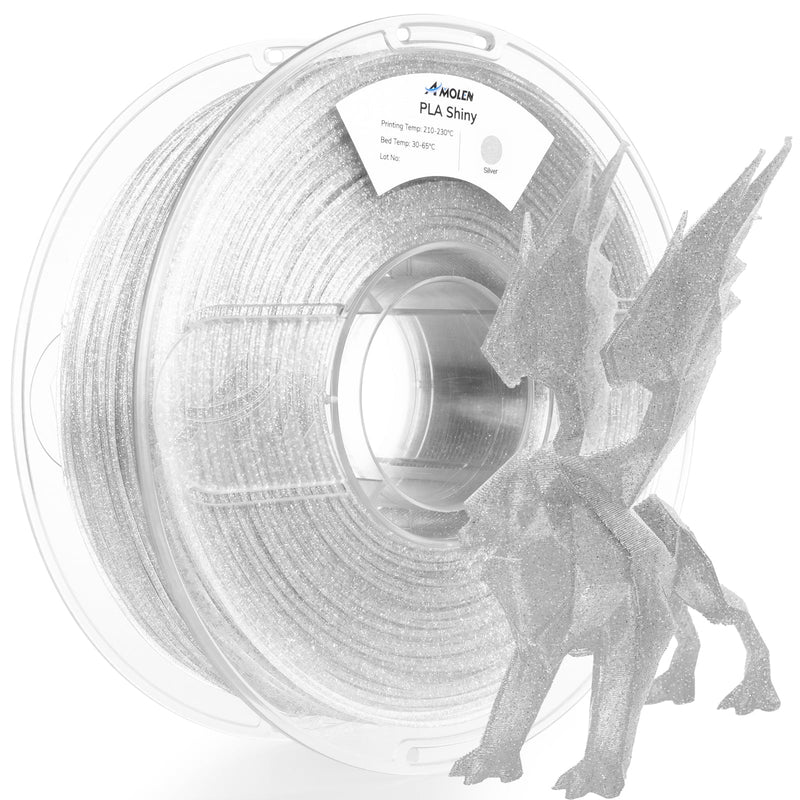 Amolen PLA shiny glitter 1.75mm filament spool, 1kg, vibrant glitter finish for 3D printing projects.