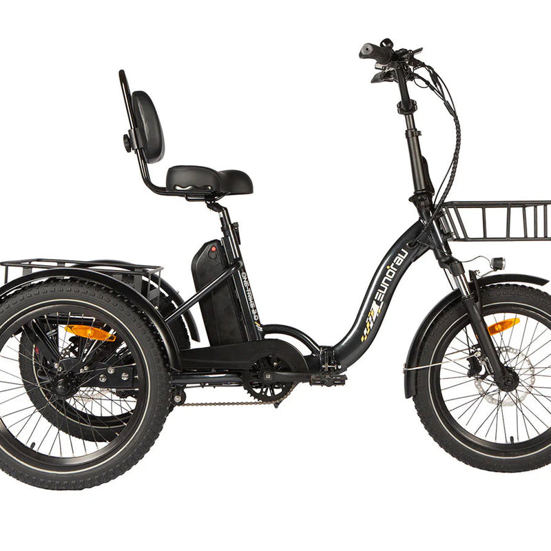 Black EUNORAU E-BIKE US ONE-TRIKE 2.0 electric bicycle with sleek design and sturdy frame, perfect for urban commuting