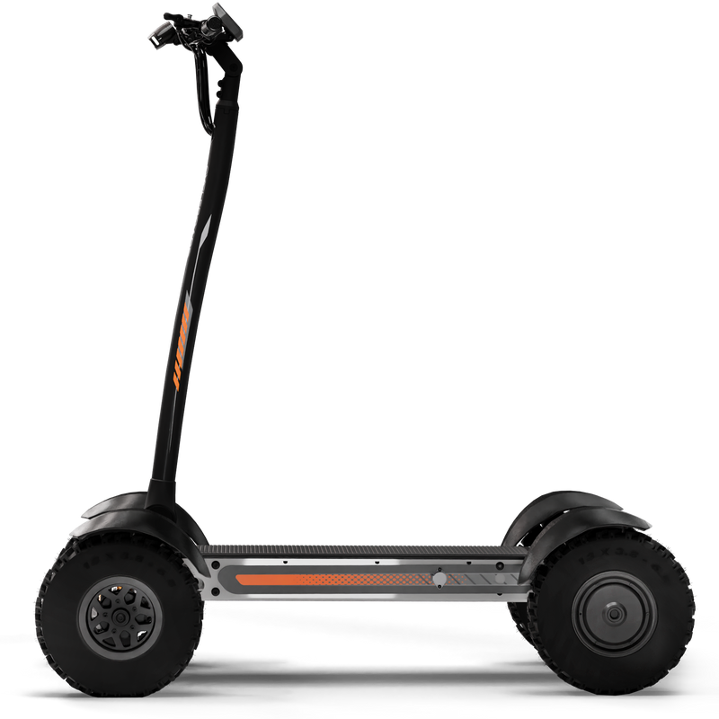 CycleBoard X-Quad 3000 fat tire electric board with fenders, shown from the side in gray color.