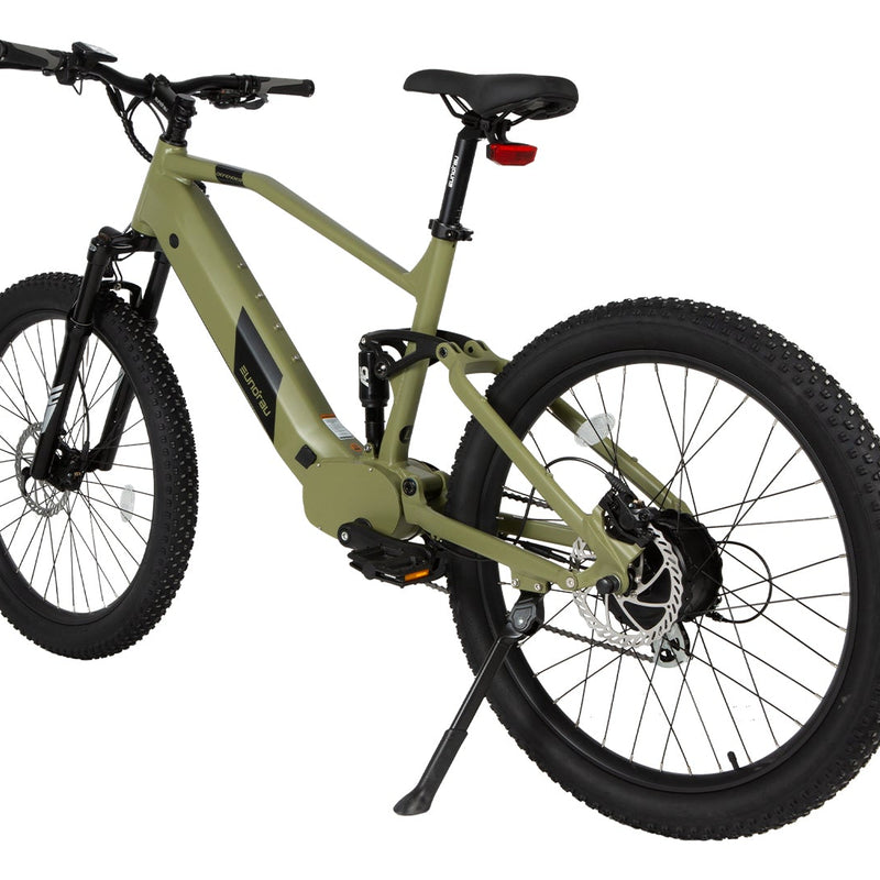 EUNORAU E-BIKE US Defender electric bicycle with black frame and sleek design, ready for urban commuting.
