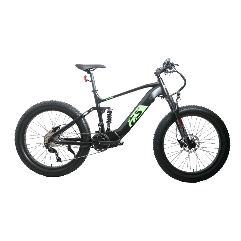 EUNORAU FAT-HS Hunter X8 electric bicycle with battery and fender, showcasing the robust frame and off-road tire design.