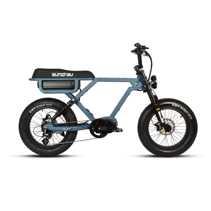 EUNORAU E-BIKE US FLASH 2.0 electric bicycle with battery pack and sleek frame, ready for urban commuting.