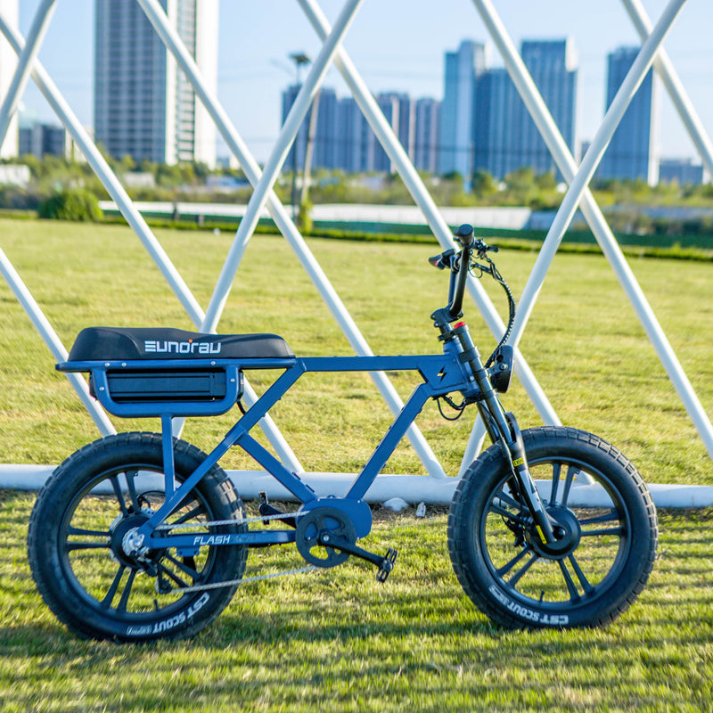 EUNORAU E-BIKE US FLASH 2.0 electric bicycle with sleek frame and handlebars, ready for city riding and commuting.