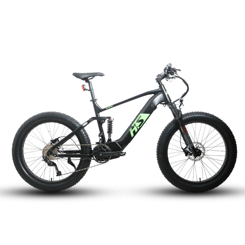 EUNORAU E-BIKE US Fat-HS Hunter X8 electric bicycle in green with fat tires and sporty frame.