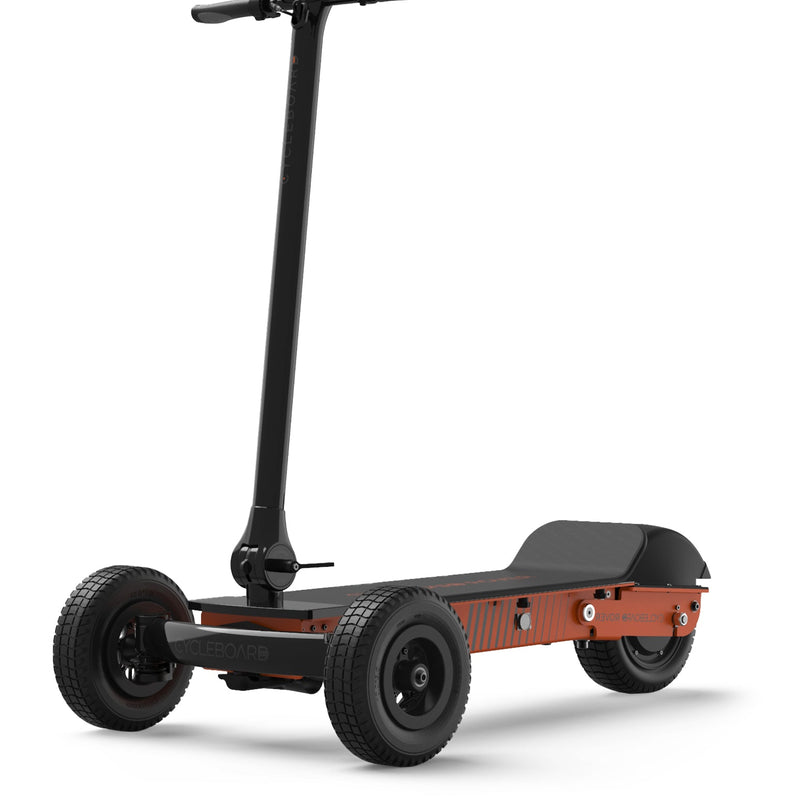 CycleBoard Rover board, a compact electric skateboard, shown in the GGO_Hero image, highlighting its sleek design and deck surface.