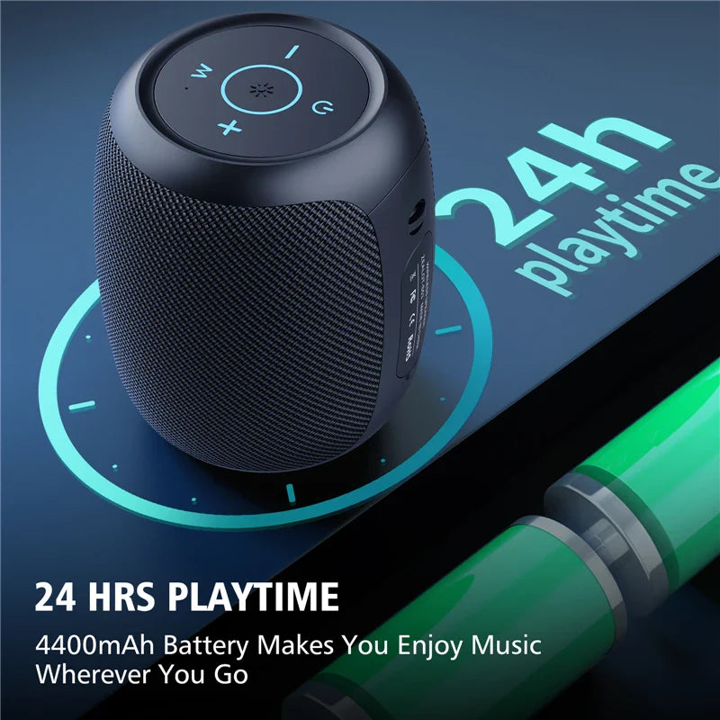 Wireless Bluetooth speaker by Electronics Den with sleek design, compact size, and audio controls visible in the image.