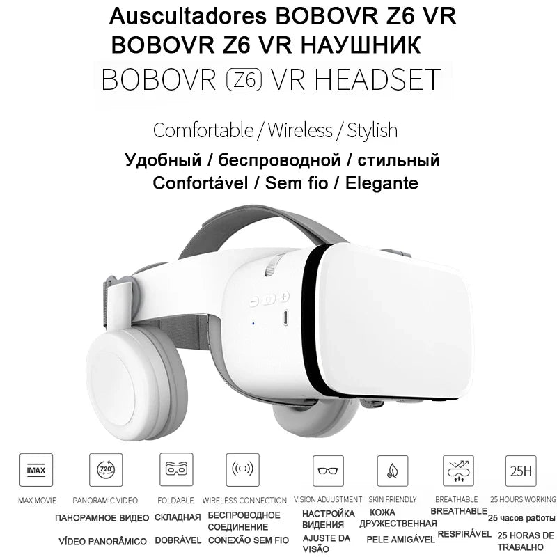 Z6 Casque Helmet 3D VR glasses by Electronics Den showing a sleek black design with adjustable straps and 3D VR viewing lenses.