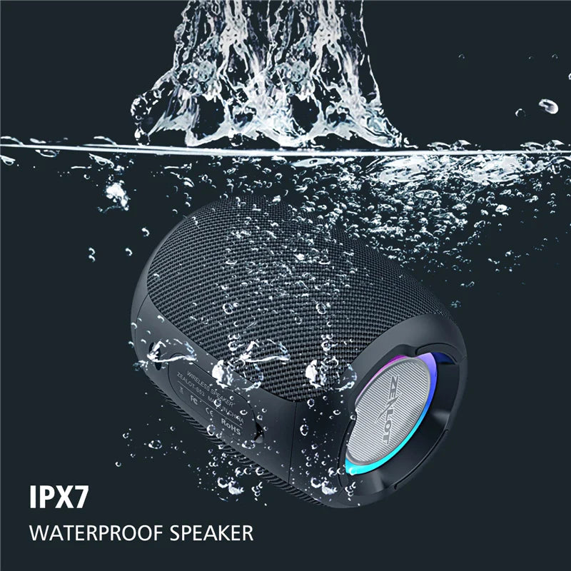 Wireless Bluetooth speaker from Electronics Den, compact design with buttons and speaker grille, ideal for portable audio.