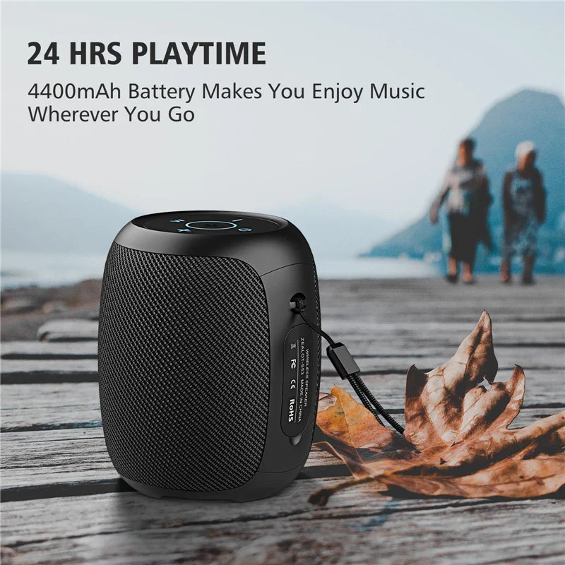 Wireless Bluetooth speaker by Electronics Den with a sleek black design and compact size, perfect for portable audio.