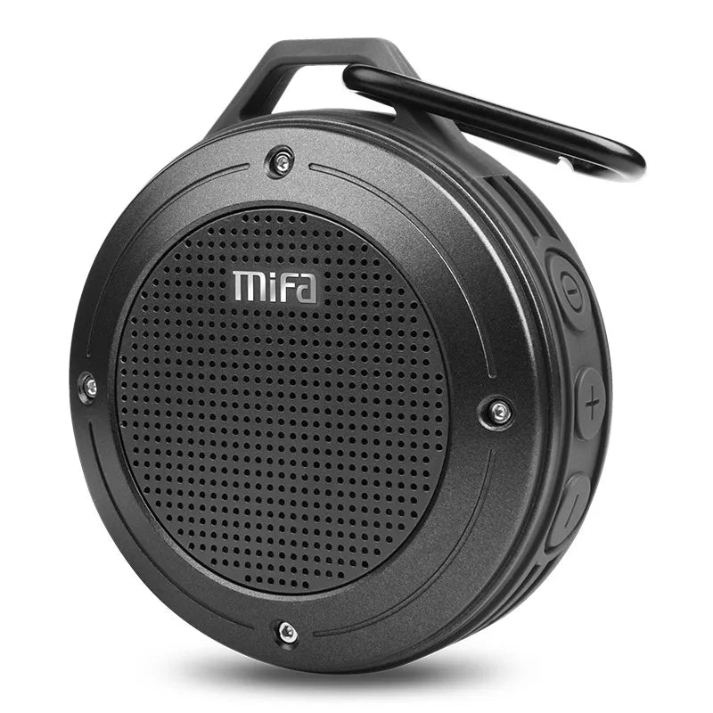 Portable F10 Outdoor Wireless Bluetooth Stereo Speaker by Electronics Den, showing the compact design and speaker grille.