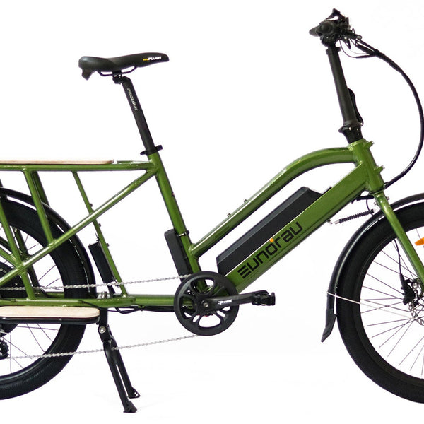 EUNORAU E-BIKE US MAX-CARGO 2.0 electric bicycle with a sturdy cargo frame and electric motor, suitable for transporting goods.