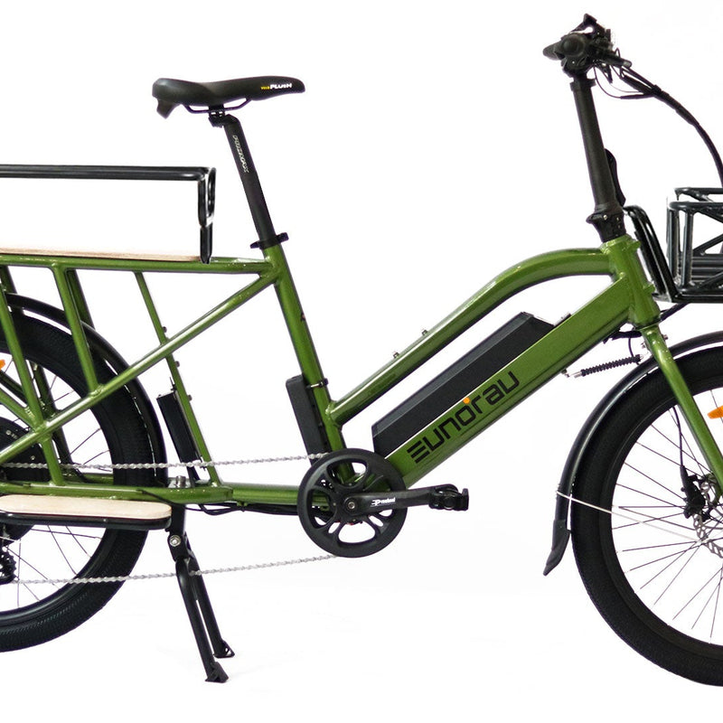 EUNORAU E-BIKE US MAX-CARGO 2.0 electric bicycle with cargo basket for hauling items, shown with cargo attached.
