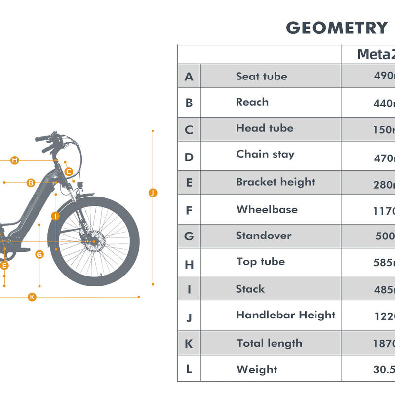 EUNORAU E-BIKE US META275 1.0 electric bicycle with step-thru frame, black color, and ergonomic handlebars.