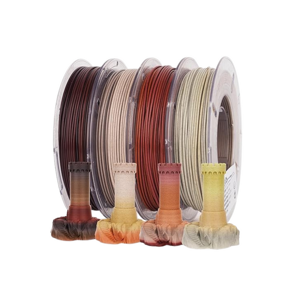 Amolen PLA Marble Variety Pack with four 200g blocks of colorful, textured 3D printing filament for creative projects.