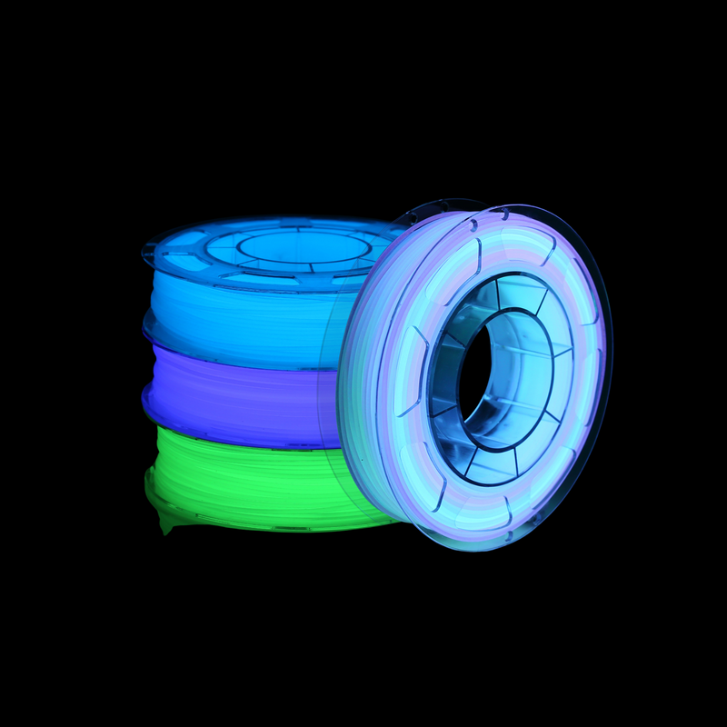 Amolen PLA Glow in the Dark Variety Pack, 4x200g filament spools with vibrant glowing colors for 3D printing projects