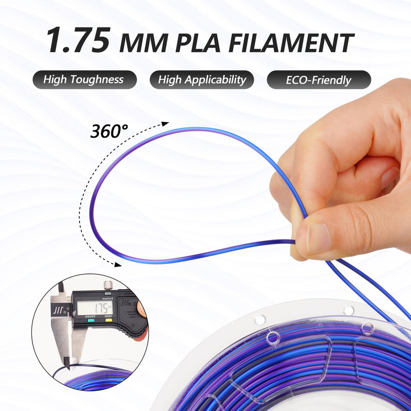 Amolen PLA Silk S-Series 4x1kg variety pack of 1.75mm filament in vibrant colors, displayed in clear plastic containers.