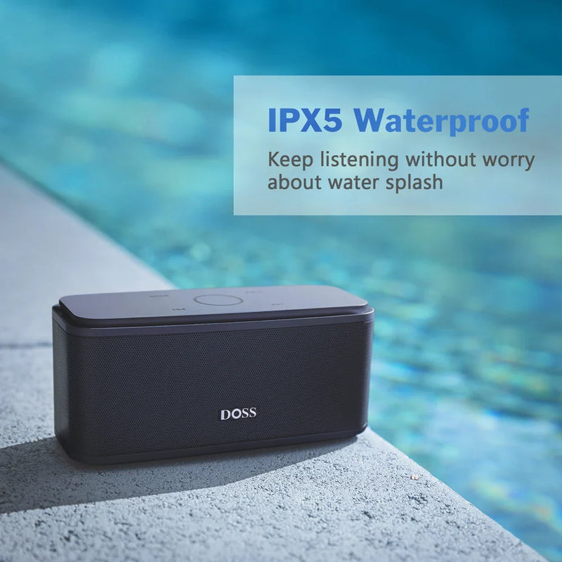 Electronics Den SoundBox Bluetooth speaker with sleek black design and control buttons, portable and ideal for audio on the go