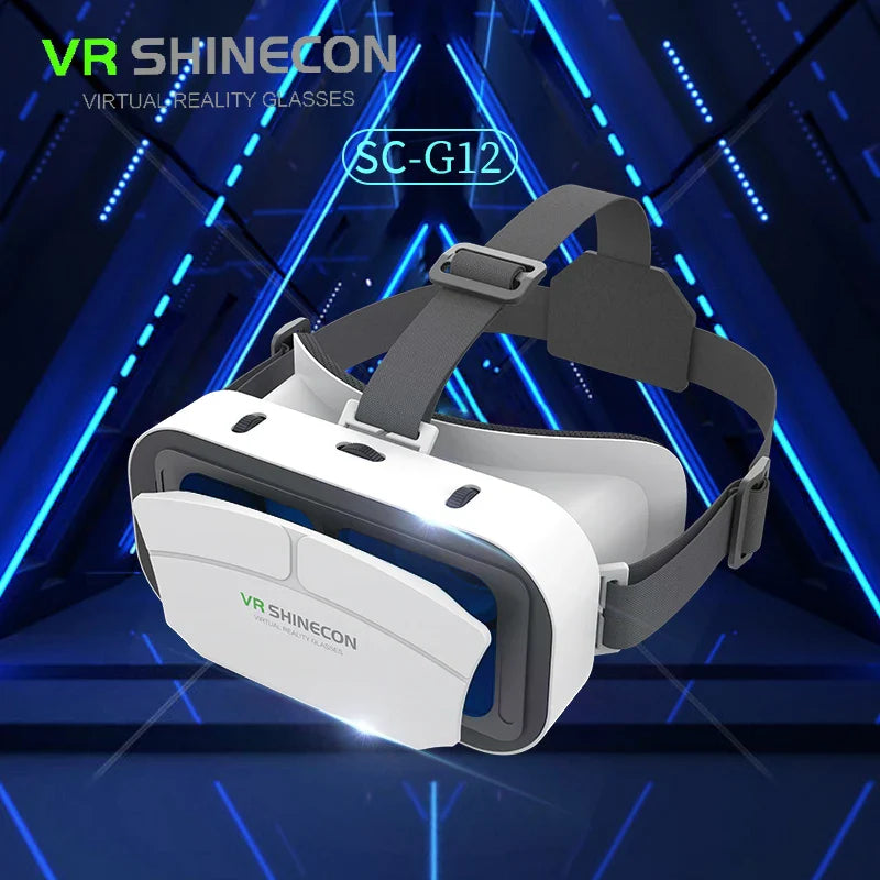 Electronics Den virtual reality VR glasses headset with adjustable straps and built-in lenses for immersive gaming and multimedia experiences.