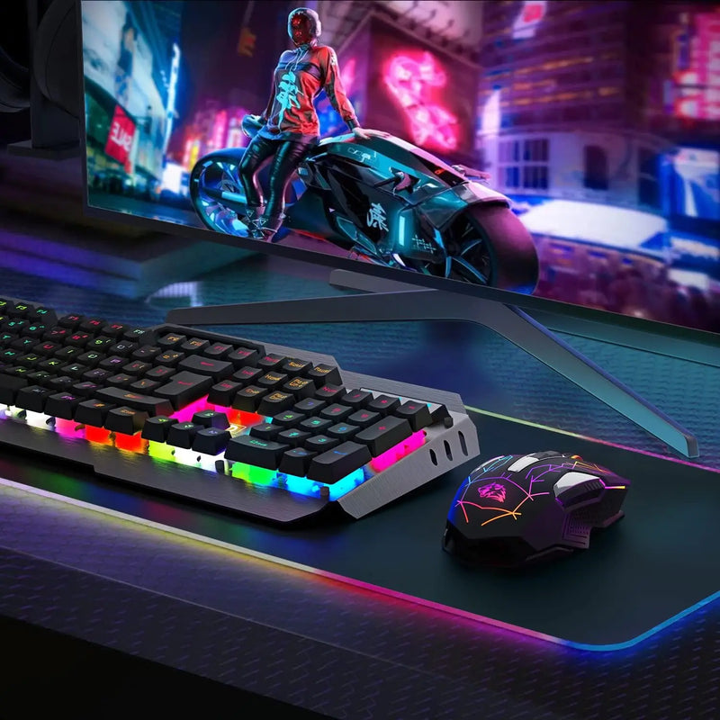 Wireless gaming mouse with 7 RGB lighting from Electronics Den, featuring ergonomic design and 2.4G connectivity.