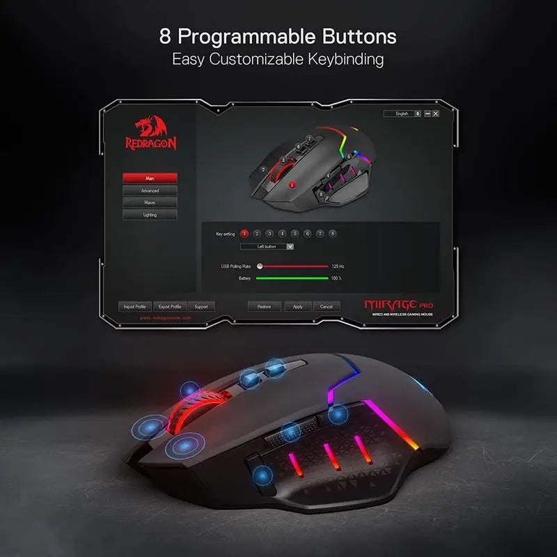 Wireless gaming mouse M690 PRO by Electronics Den with ergonomic design and customizable buttons.
