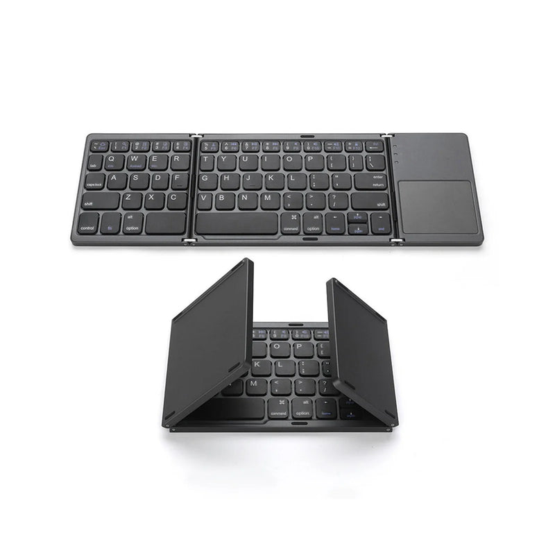 Wireless Bluetooth foldable keyboard with 64 keys from Electronics Den, showing the compact, rechargeable design and key layout.