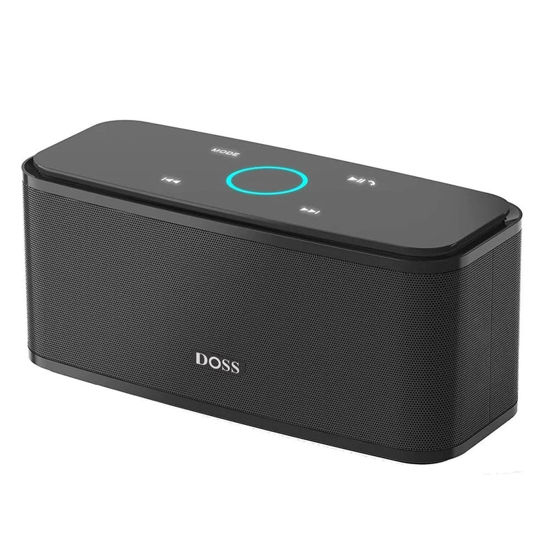 Electronics Den SoundBox Bluetooth speaker showing a sleek black design with control buttons on top.