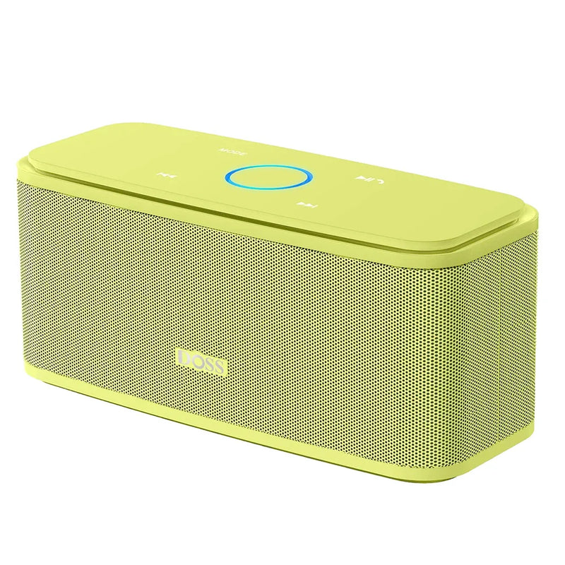 Wireless Bluetooth speaker SoundBox by Electronics Den with compact design and textured black finish, shown in close-up view.