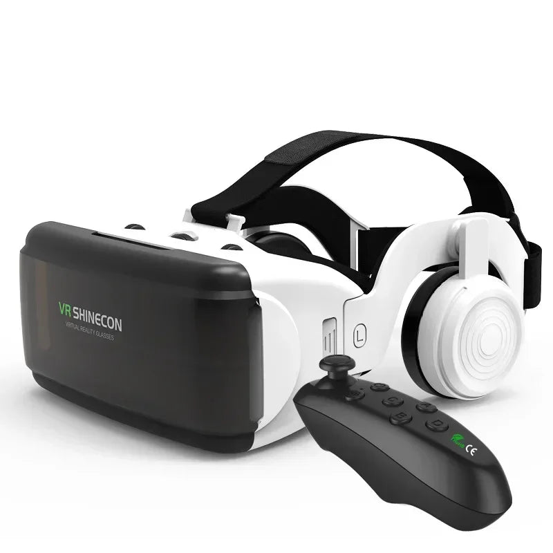 Electronics Den 3D VR glasses with adjustable head straps and immersive viewing lenses for virtual reality experiences.
