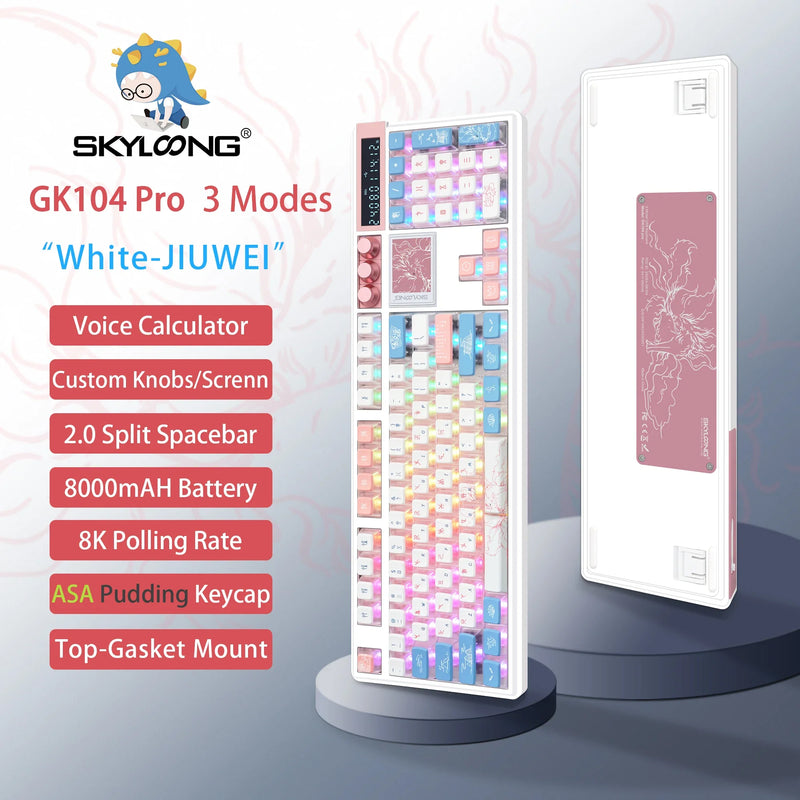 Wireless mechanical keyboard with PBT keycaps, 3.0 screen, 3 knobs, hot-swappable silent switches, by Electronics Den