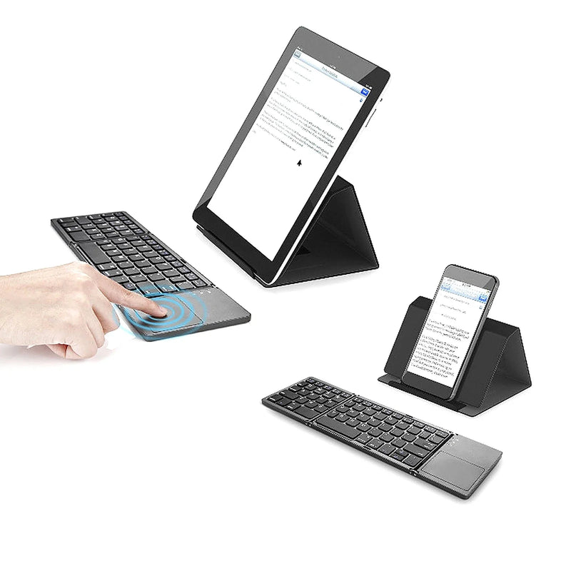 Wireless Bluetooth foldable keyboard with 64 keys from Electronics Den, rechargeable and portable for easy typing on the go.