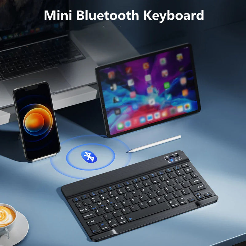 Wireless Bluetooth keyboard from Electronics Den with black keys and compact design, ideal for easy typing and portable use.