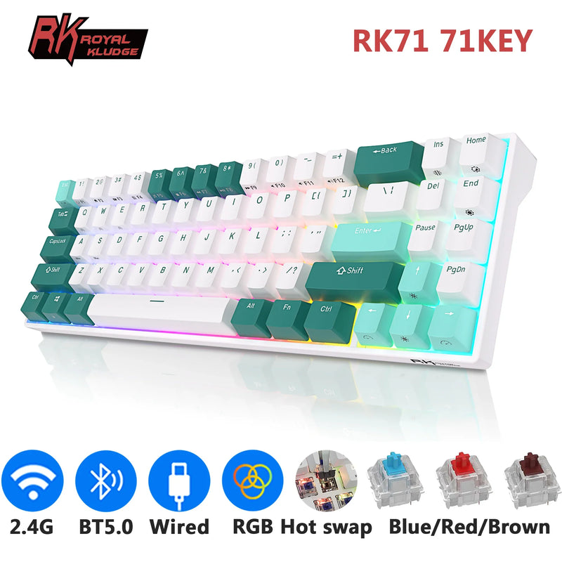 Tri-mode mechanical keyboard by Electronics Den with black keycaps and compact design, featuring customizable mechanical switches.
