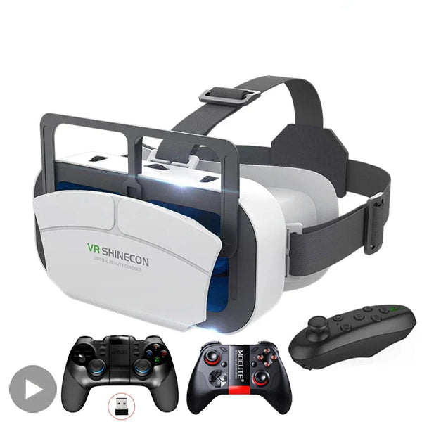 Electronics Den VR glasses headset with adjustable straps and built-in lenses for immersive virtual reality experiences.
