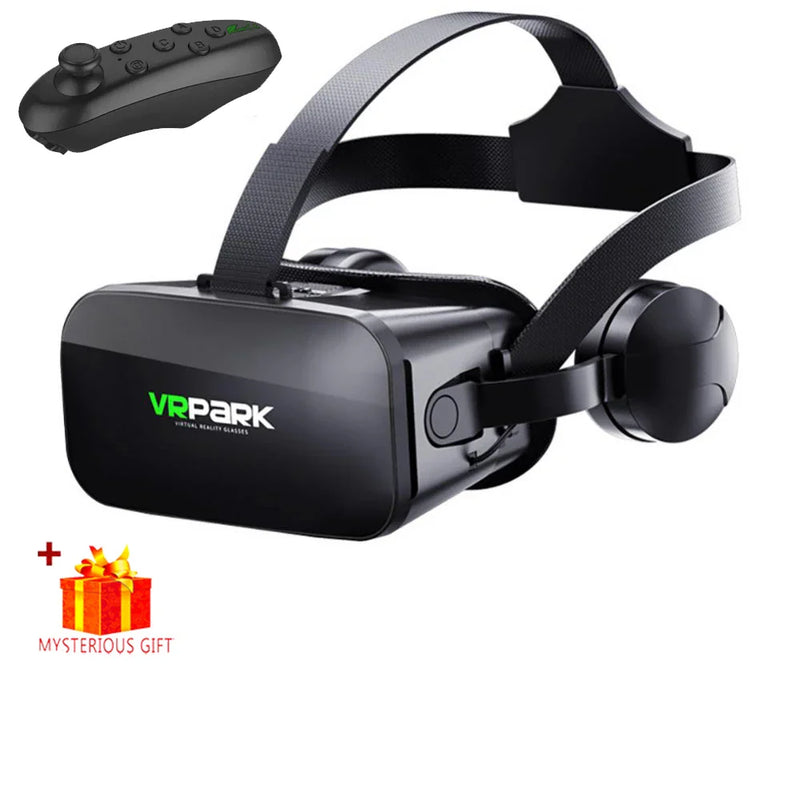 VR glasses 3D virtual reality headset helmet from Electronics Den showing black design with adjustable straps and lenses inside